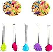 5pcs Boys and Girls Tongs Set Mini Kitchen Clips Baking Ice Tongs for Boys and Girls Random
