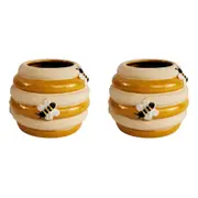 2x Urban 8cm Ceramic Beehive Planter Honeycomb Plant Pot Home/Garden Decor Sand