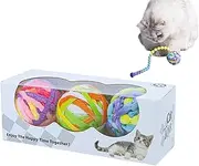 Cat Toy Balls | Cat Chew Toy Interactive Balls - Soft Chew Games with Jingle Bells, Teeth Supplies for Kitten Puppy Exercise Chasing