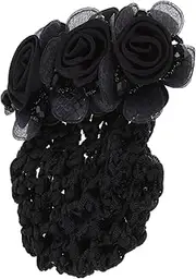 MUCKLILY 2pcs Floral Hair Bun Covers Elegant Flower Hair Net Clips for Nurses Stewardesses and Women for Formal and Casual Occasions