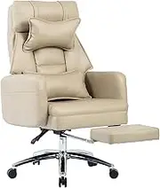 Executive Office Chair,Adjustable Height Reclining Computer Chair,Leather High Back Desk Chair with Lumbar Support Headrest for Home Office