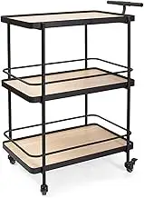 Bar Serving Cart 3 Tier Hotel Restaurant Commercial Bar Cart with Wheels and Handle, Kitchen Service Cart for Dessert Drinks, Metal/Wood Coffee Bar Cart, Home Kitchen Décor Bar Cart Trolley (Color :