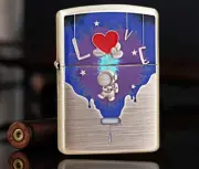 Rare Armor Smoked Silver Double Sided Outer Space Love Zippo Lighter