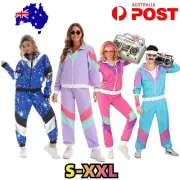 80s Fashion Scouser Tracksuit Party Retro Disco Neon Cosplay Costume Halloween