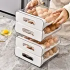 Large Capacity 32 Grid Egg Tray Automatic Rolling Container Refrigerator
