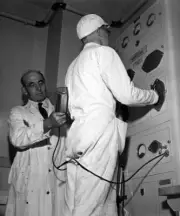 Harwell Atomic Plant Workers are undergoing tests for radioact- 1950 Old Photo