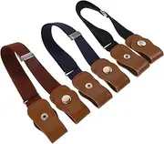 [Baluue] 3pcs Elastic Waist Belts with Buckle Stretchy Belts for Boys for Dresses Jeans School Uniforms