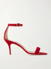 [Manolo Blahnik] Manolo Blahnik - Chaos 70 Suede Sandals - Red - IT38.5 IT 38.5 Red