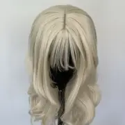 Synthetic Hair Platinum blonde Soft Long Wavy Cosplay Wig With Fringe Halloween