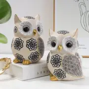 Figurines Animal Owl Ornaments Resin Small Carved Multicolor Modern Home Decor