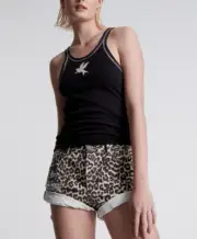 New One Teaspoon Animal Bandits Shorts Womens 27 Leopard Print Distressed