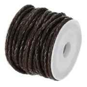 5.5 Yards/ 5 m Round Braided Leather Cord (Dark Coffee, 3mm/0.12")