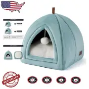 Soft Indoor Cat Cave House with Removable Cushion - 17.3" Ocean Blue Comfort