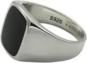 [ju .q SILBER] Fine Signet Ring with Onyx Solid Silver 925, Silver