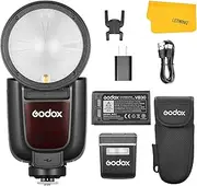Godox V1 Pro N V1-N Pro TTL Round Head Flash Speedlite for Nikon Cameras, 76Ws 2.4G 1/8000 HSS Speedlight w/Upgraded 2980mAh Li-ion Battery, Detachable Sub Flash, Type-C Charging,100 Continuous Shots