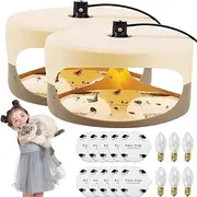 Vmxlso Pack of 2 Flea Traps, Flea Traps for Home, Flea Traps with 6 Trap Light Bulbs and 10 Adhesive Pads, Non-Toxic and Odourless, Round LED Flea Light Trap, Bed Bug Trap for Mosquitoes, Moths, Fleas