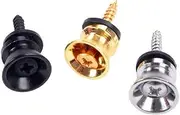3 Packs Guitar Strap Lock Set Metal Button Security Straplock Quick Release Strap Retainer System For Electric Acoustic Guitar, Bass, Ukulele (Gold/Silver/Black-S)