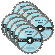7-1/4" TCT Circular Saw Blade 24T for Wood, 5/8" Arbor, 10-Pack