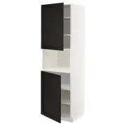 METOD high cab f micro w 2 doors/shelves, white/Lerhyttan black stained, 60x60x200 cm