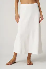 Franne Golde Textured Crepe Bias Midi Skirt in Ivory at Nordstrom, Size Medium