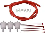 Replacement Length 100cm Fuel Filter Line Spring Clips Clamps Tube Hose Motorcycle Oil Gasoline Compatible with ATV Moped Scooters Pack Pocket Bike (Red)