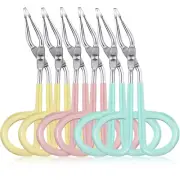 6 Pcs Stainless Steel Eyebrow Scissors Tweezers Handle Shaped Tweezers Clip, Fla