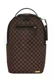 Sprayground Core Embossed Check BackpackNew Black/Brown Bookbag School Bag