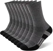 [COOVAN] 8 Pairs Mens Crew Socks Cushioned Moisture Wicking Athletic Heavy Duty Work Sport Socks Breathable Training Socks