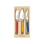 3pc Laguiole Etiquette Mini Soft Cheese/Pate Knife Set Utensils Multicolour