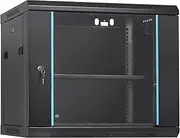 VEVOR 9U Wall Mount Network Server Cabinet, 39.37 cm Deep, Server Rack Cabinet Enclosure, 90.7 kg Max. Ground-Mounted Load Capacity, with Locking Glass Door Side Panels, for IT Equipment, A/V Devices