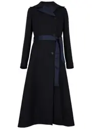 High Anonymity Belted Twill Coat - Navy - 10 10