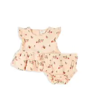 Firsts by petit lem Girls' Agrumes Print Ribbed Top & Bloomer Set - Baby