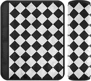 Checkered Black White 2 Pack Belt Strap Cover, More Comfort Driving, seat Belt Cover pad for Bag Truck Truck 10x7.7 in funda para cinturón de carro