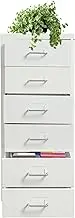 DreamRcoach 6 Drawers Vertical File Cabinets - Metal File Cabinet with Wheels, Filing Cabinet with Pull Out Handle, Mobile File Cabinet for Home Office to Storage Files Letter/Legal/F4/A4