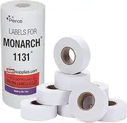 Perco Removable Adhesives White Labels For Monarch 1131 Price Gun - 1 Sleeve, 20,000 Labels - With Bonus Ink Roll