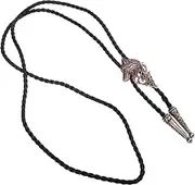 [LALADEFIEE] Wolf Head Collar Necklace Western Style Necktie Nordic Necklace Western Neck Tie Rope Necktie Western Ties Neckties Wolf Head Pendant Necklace Ties for Men Locket Neck Chain Alloy