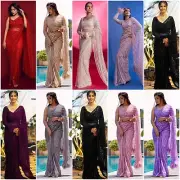 Ethnic Designer Fancy Latest Stylish Net With Sequence Embroidery & tassel Saree