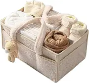 Uoqpty Diaper Caddy,Baby Diaper Caddy Organizer with Bear | Portable Plush Storage Basket with Bear Nursery Changing Tote for Home Bedsides Showers