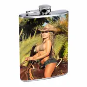 Hot Cowgirls D4 Flask 8oz Stainless Steel Hip Drinking Whiskey