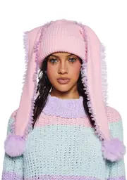 [Dolls Kill] Bunny Ear Knit Beanie (Fairfax)