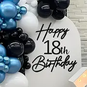 MASTRON Happy Birthday with 0-9 Numbers Sign for Backdrop - Felt Custom Age Happy Birthday Decal for Balloon Arch Birthday Decorations Baby Shower - Black