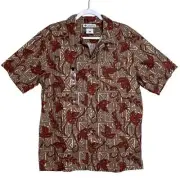 NEW Columbia Cliffside Trail Shirt Men M 100% Cotton Hawaiian Luau Leaf Pocket
