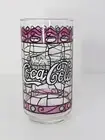 1 Vintage Libbey Enjoy Coca Cola Stained Glass Design drinking juice Glass