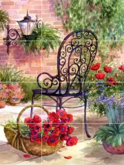 Art Rose Mural Tumbled Marble Backsplash Bath Tile #160