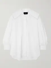 [Simone Rocha] Simone Rocha - Faux Pearl-embellished Cotton-poplin Shirt - White - UK 6 UK 6 White