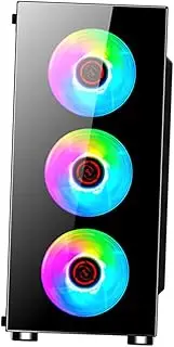 X Computer Case Double-Sided Tempered Glass Gaming Chassis Side- Box for Easy Component Display