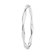 925 Sterling Silver Twist Mobius Bangle. Twisted Hinge Silver Bracelet for Women