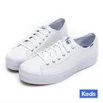 KEDS TRIPLE KICK 學院風厚底帆布小白鞋 9203W133185N