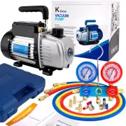 Vane Air Vacuum Pump and R134A AC Manifold Gauge Set Kit for HVAC Air Condition