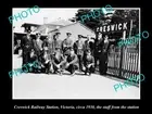 OLD LARGE HISTORIC PHOTO OF CRESWICK VIC VIEW OF RAILWAY STATION & STAFF 1930